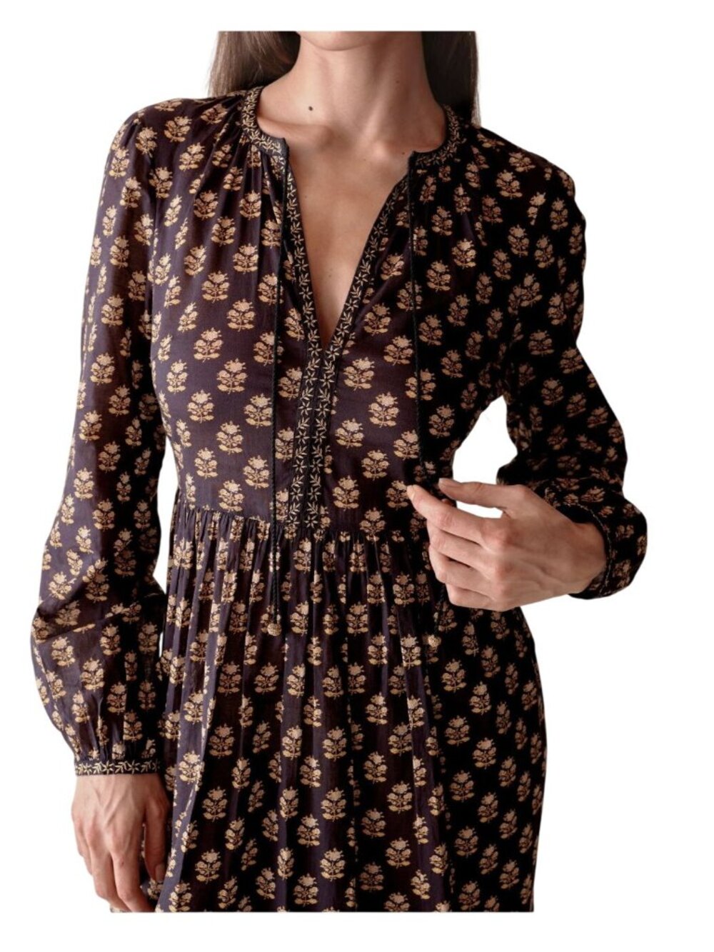 Doen Rhiannon Dress -- Noir Meadowsweet Floral - size M - Picture 3 of 8